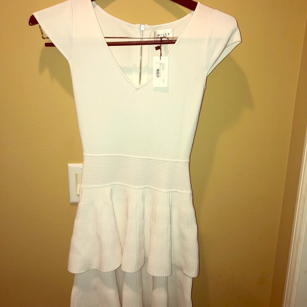 MILLY brand new, stretch-knit fit and flare dress